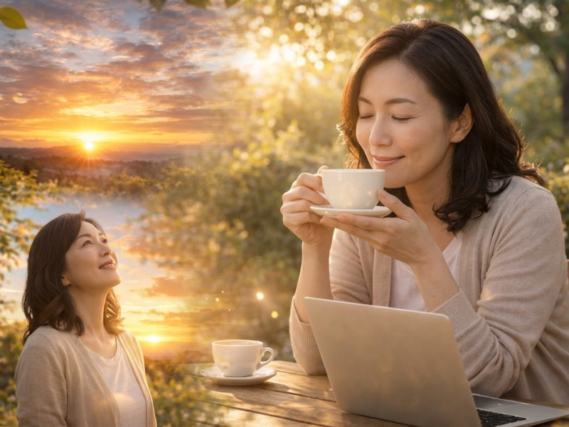 自分の気持ちに従いリラックスしている女性